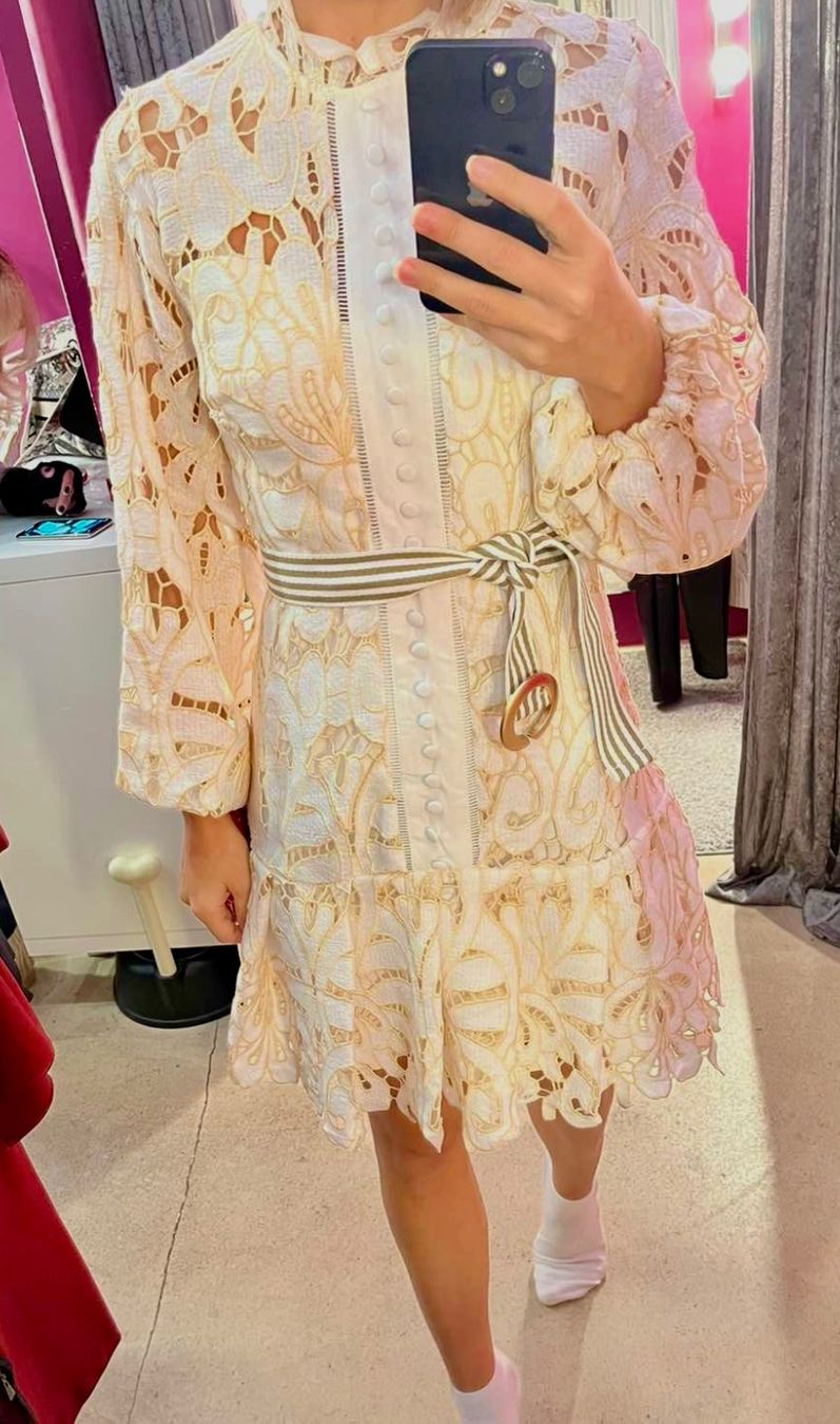 Vestiti: Cocktailkleid Gr. S, Farbe weiss/beige – Nuovo (secondo la descrizione) da Triesen venduto da dardaleni
