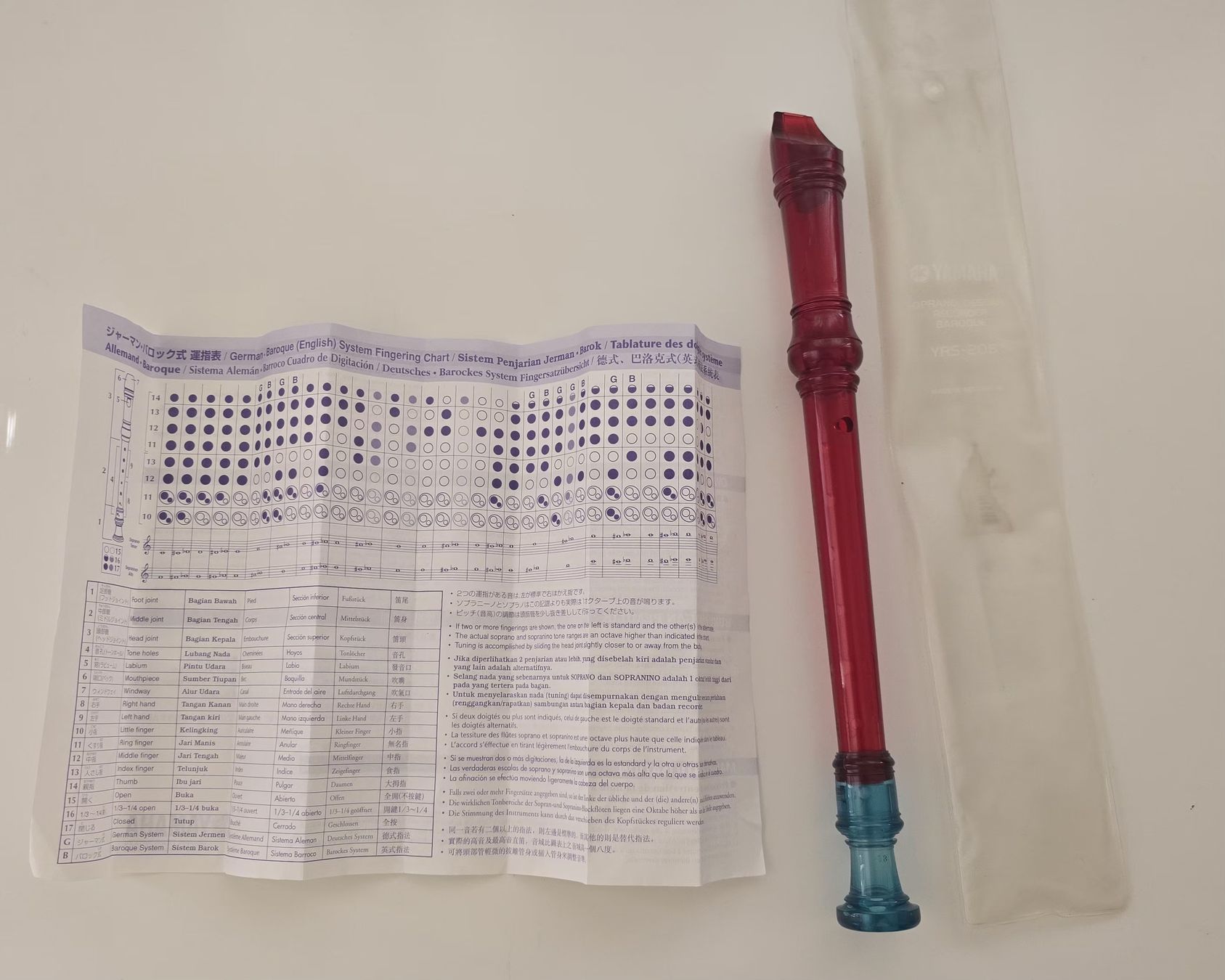 Yamaha Strumenti musicali: Blockflöte rot blau Kunststoff mit Grifftabelle . – Nuovo (secondo la descrizione) da Zürich venduto da sta_l6yj