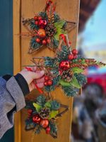 3 x Stern Rattan /Kugeln/Glitzer/Äste /Weihnacht