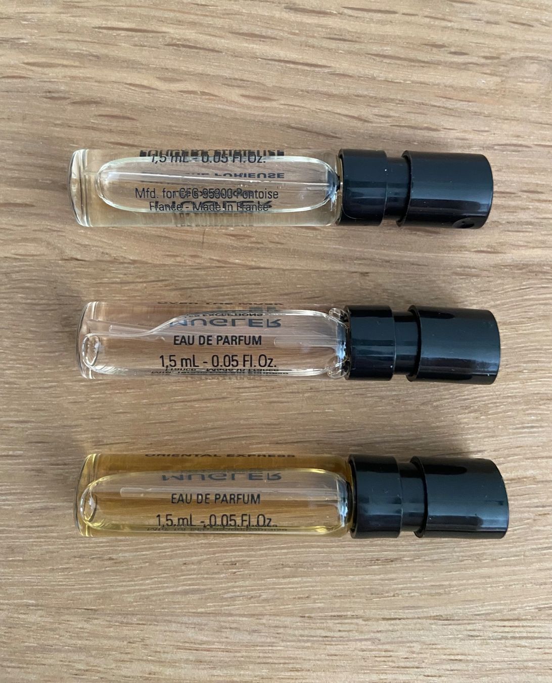 Mugler Profumi & Eau de Toilette: MUGLER LES EXCEPTIONS Over the Musk etc 3 échantillons 2014 – Nuovo (secondo la descrizione) da Genève venduto da kik_8jd6 2