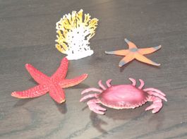 Meeresfiguren Set Seestern Krebs Koralle neu Aquarium Deko