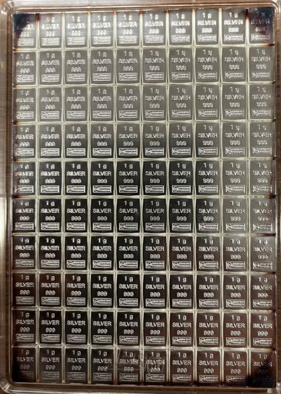 Edelmetalle: 100 x 1 Gr Silberbarren .999 – Neu (gemäss Beschreibung) aus Illnau von Sefan
