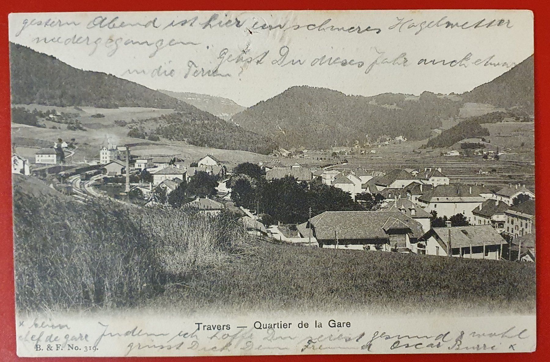 Cartoline postali: Travers - Quartier de la Gare 1913 – Usato da Kreuzlingen venduto da Rschweiz1