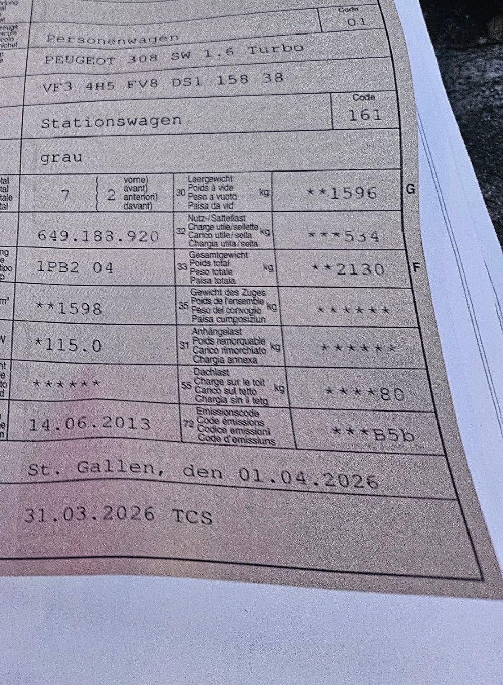 Peugeot Automobili: peogeot 308 SW Kombi – Usato da St. Gallen venduto da Audi-sq5 5