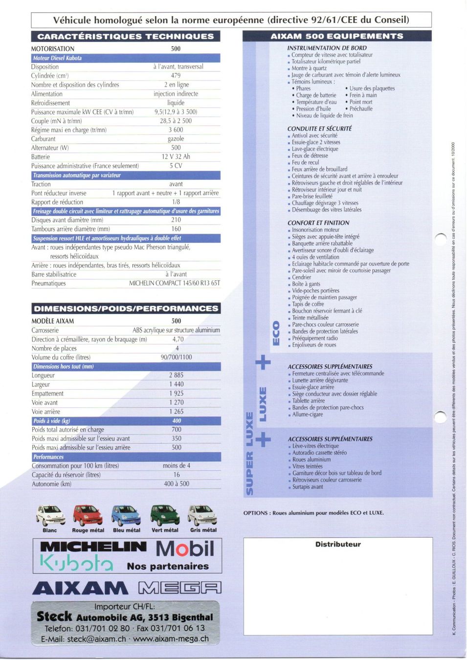 Aixam Automobili: Aixam 500 Evolution - Original Prospekt – Nuovo (secondo la descrizione) da Malans GR venduto da Chueche427 4