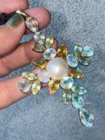 Pendant in 18k Gold with Mabe Pearl & Multi-Colored Sapphire