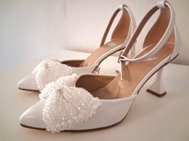BENIM STILIM HOCHZEIT PUMPS SCHUHE HELWEISS 39 PERLEN NEU