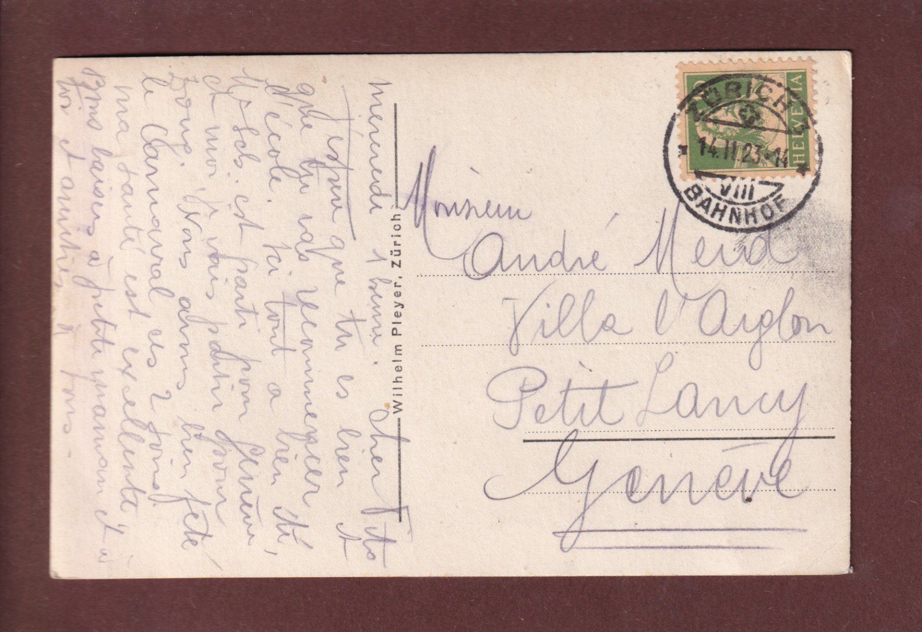 Cartoline postali: ZÜRICH - Rathausquai - 1923 – Usato da Pully venduto da nicecards 1