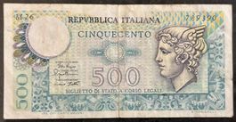 500 Italienische Lire Banknote, Jahrgang 1974, Top Zustand!