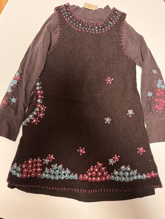 Robe hivernale enfant, manches longues, motifs floraux