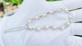 Wunderschönes 925 Sterling Silber Perlenarmband
