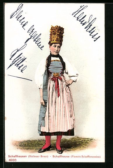 Cartoline postali: Schaffhausen, Hallauer Braut in Tracht – Usato da Berlin venduto da bartko-reher