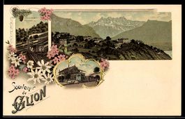 Lithographie Glion, Chemin de fer de Territter-Glion und Gli