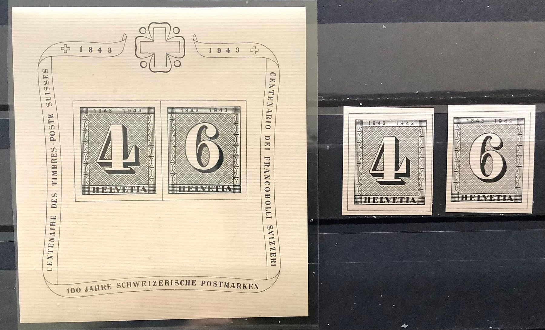 Alle Briefmarken: 1943 Jubiläumsblock W14 ** + W12 - 13 Einzelwerte ** – Neu (gemäss Beschreibung) aus Liestal von Pep3