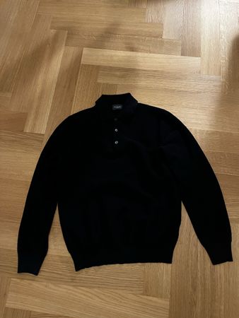 Strickpullover mit Knopfleiste, Grösse S, navy, Pelikamo