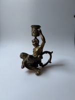 Rinascimento Candelabro antico bronzo con figura mitologica
