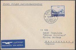 1949 Erstflug ZÜRICH nach MANCHESTER SF49.7A sauber ab 1.-