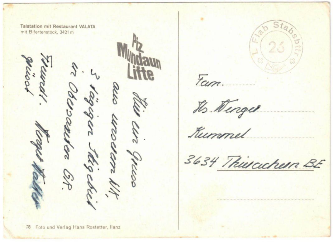 Cartoline postali: Obersaxen - Skilift – Usato da Binningen venduto da Mountainrider 1