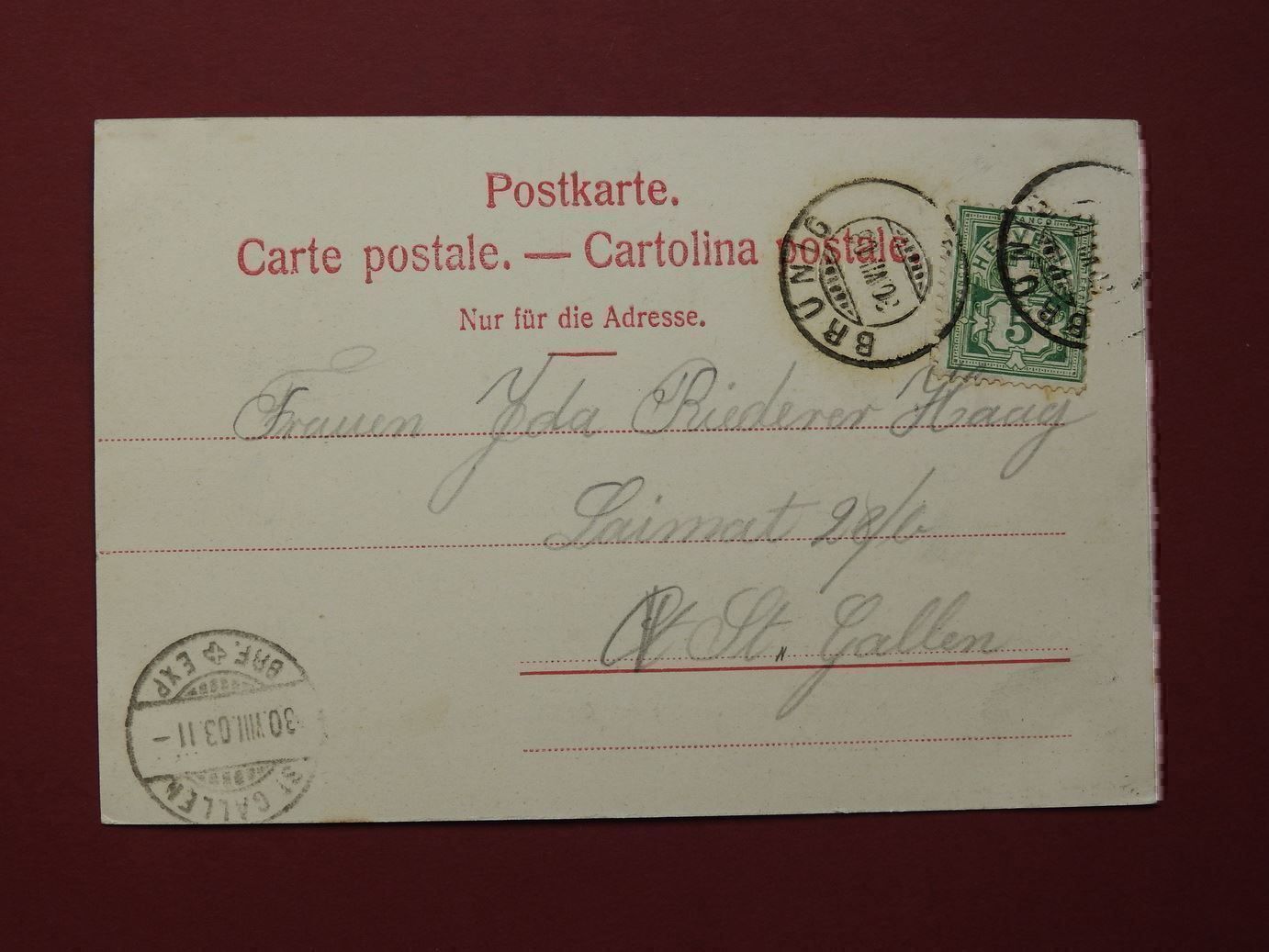 Cartoline postali: Baslethal von der Brünigstr. 1903 ! – Usato da Rain venduto da 999-800-K 1
