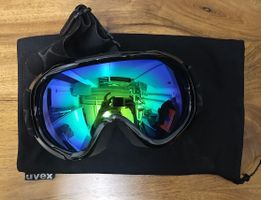 Skibrillen Uvex schwarz blauer Spiegel einmal getragen