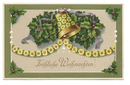 Fröhliche Weihnachten - Glocke - Girlande - Präge-Litho 1911