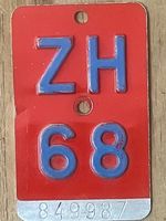 ZH 68 - VELONUMMER - FAHRRADSCHILD - PLAQUE DE VELO - ZH 68