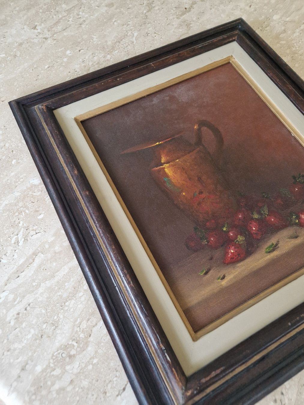 Gemälde: Gemälde mit Krug und  Erdbeeren, signiert – Gebraucht aus Obfelden von Vintage-to-go 2