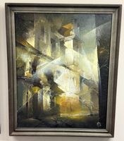 Petras Lukošius, Gebäudebild Senamiestis, Ölbild 80x100 cm