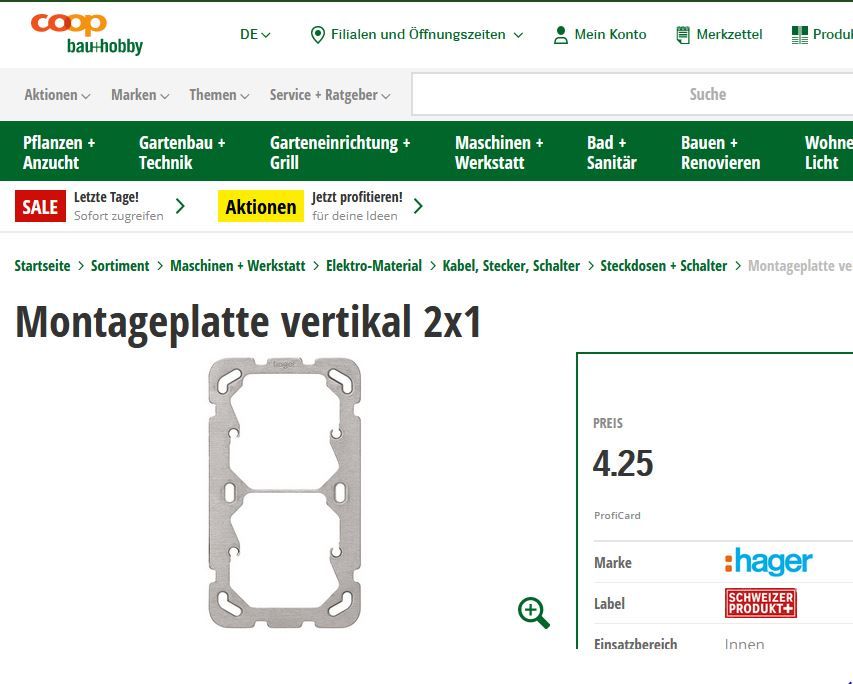 Locher, Hefter & andere Werkzeuge: Befestigungsplatte Hager 2x1, 77x137 NEU – Neu und originalverpackt aus Reiden von Gelbmeise 1