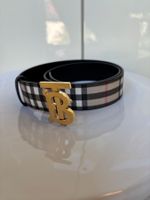 BURBERRY Leder / Tartan Gürtel S