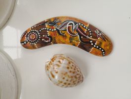 🤩HANDGEMALENER DEKO BOOMERANG MIT KANGAROO MOTIV AUSTRALIEN