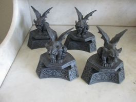 1 Set von 4 Gargoyle Figuren Drachen Dekostatuen