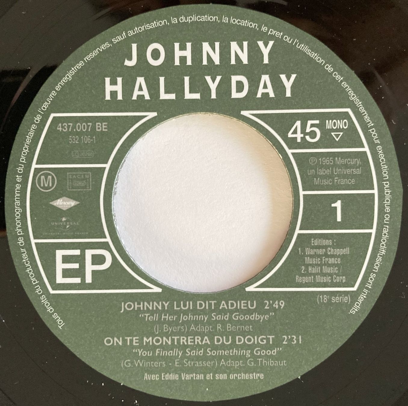 Dischi in vinile: JOHNNY HALLYDAY - JOHNNY LUI DIT ADIEU – Usato da Bottens venduto da hotter-than-hell 2