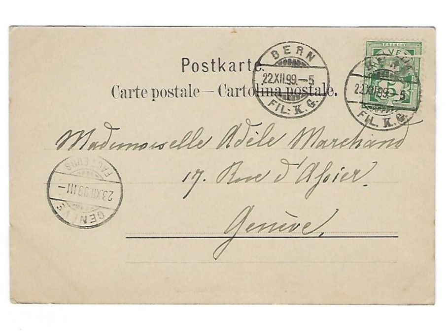 Cartoline postali: CH, Ansichtskarte, Bern 22.12.1899 – Usato da Hinteregg venduto da McCharly01 1