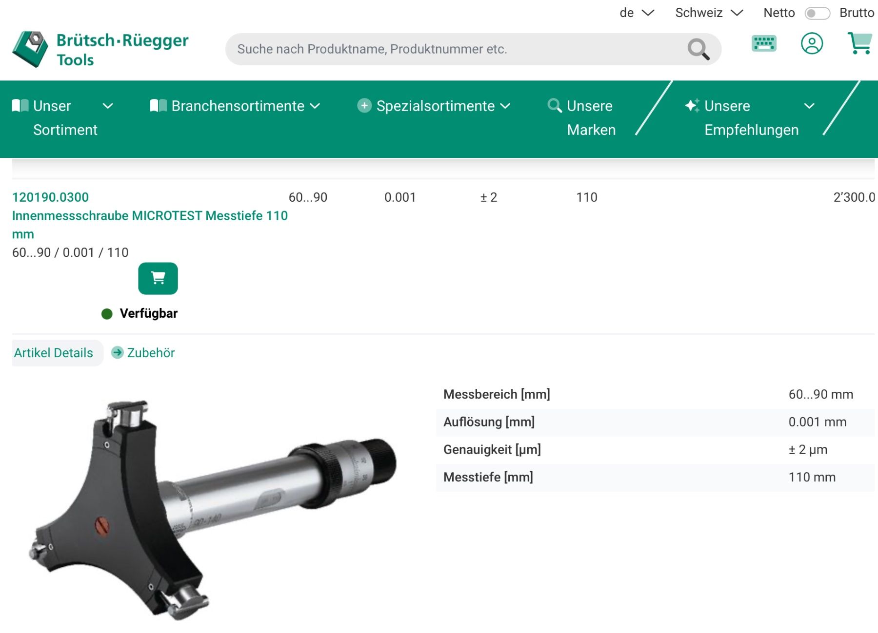 Misurare: MICROTEST Mikrometer Innenmessschraube 60-90mm, SWISS MADE – Usato da Widnau venduto da frohsinn7 5