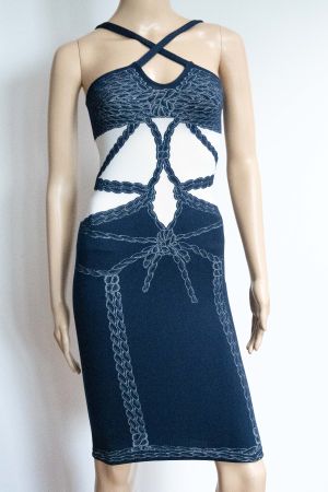Rare Zac Posen by Wolford blue and white XS dress