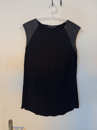 Ralph Lauren Top Schwarz Lederdetails Black label Gr L top
