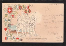 Prägekarte,Wir wollen sein ein einzig Volk von Brüdern, 1900