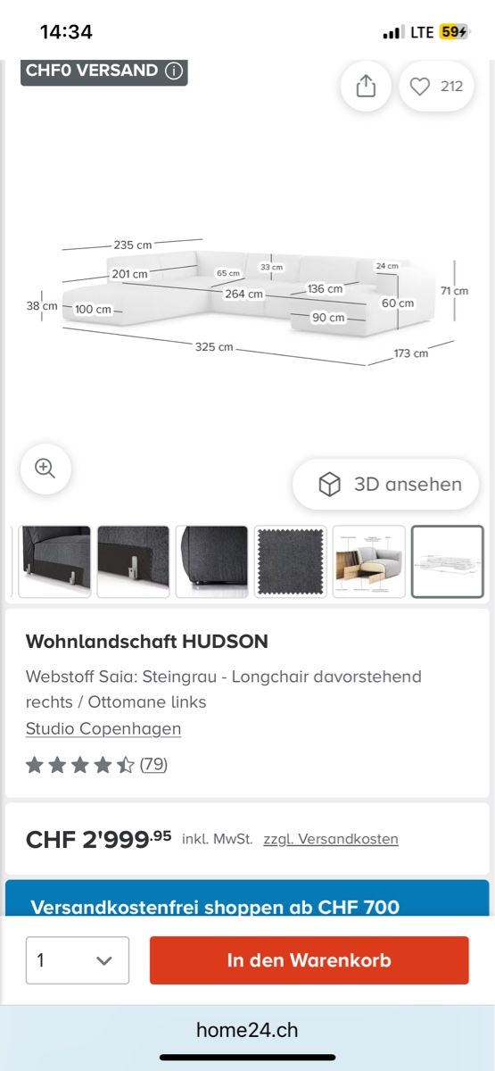 Divani: XXL Couch / Wohnlandschaft / Sofa inkl. Hocker – Usato da Basel venduto da isa_77kw 3