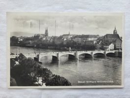 Postkarte Basel Mittlere Rheinbrücke um 1927 guter Zustand
