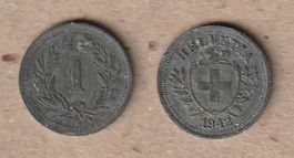 1 Rappen 1942 Zink