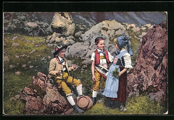 Ansichtskarten: AK Kinder in Appenzeller-Trachten – Gebraucht aus Berlin von bartko-reher