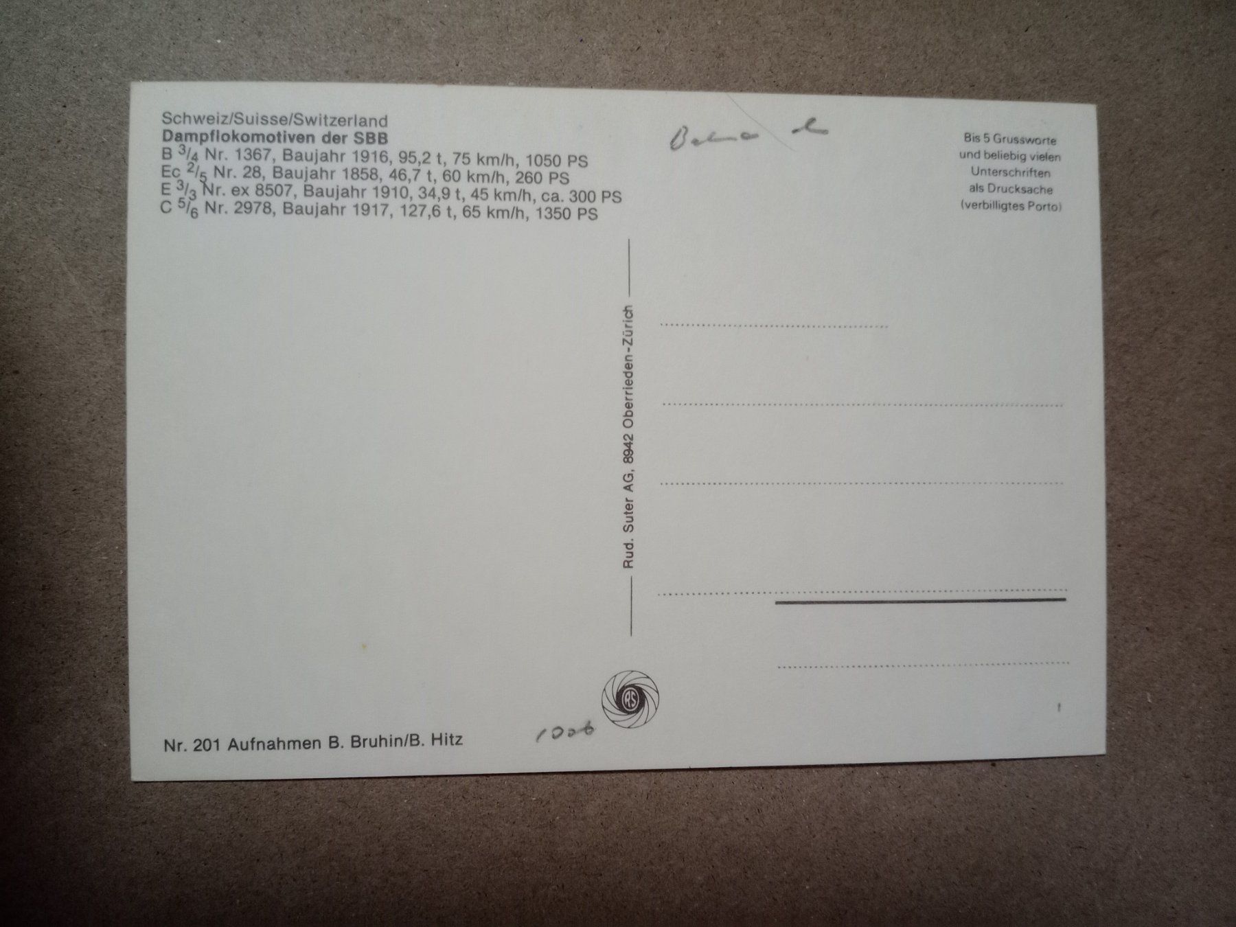 Cartoline postali: Ak Bahn SBB Dampflokomotiven mehrbildrig – Usato da Küttigen venduto da Melisch1000 1