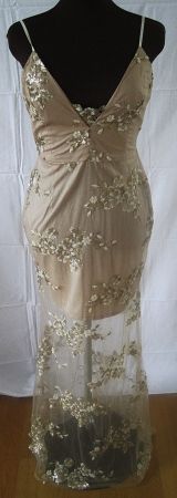 NEU!!! Elegantes  besticktes Abendkleid in Beige/Champagner