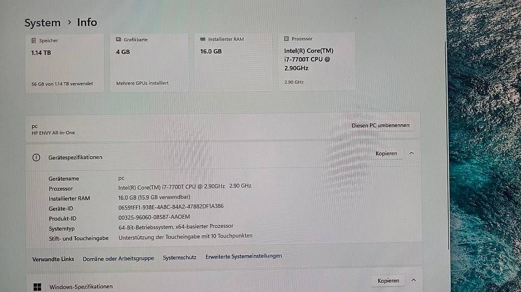 Hewlett Packard PCs: HP Envy all in one PC - 27" Touchscreen mit "elementary OS" – Gebraucht aus Gebenstorf von Sambluew52 3