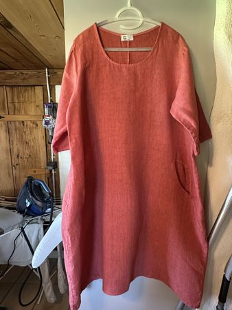 Sommerliches Leinenkleid, XL, Koralle