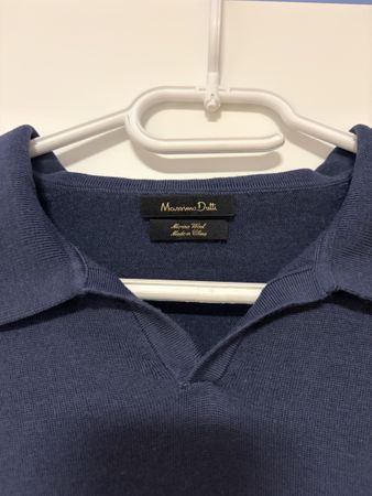 Massimo Dutti Poloshirt marineblau Merino Wolle Grösse L