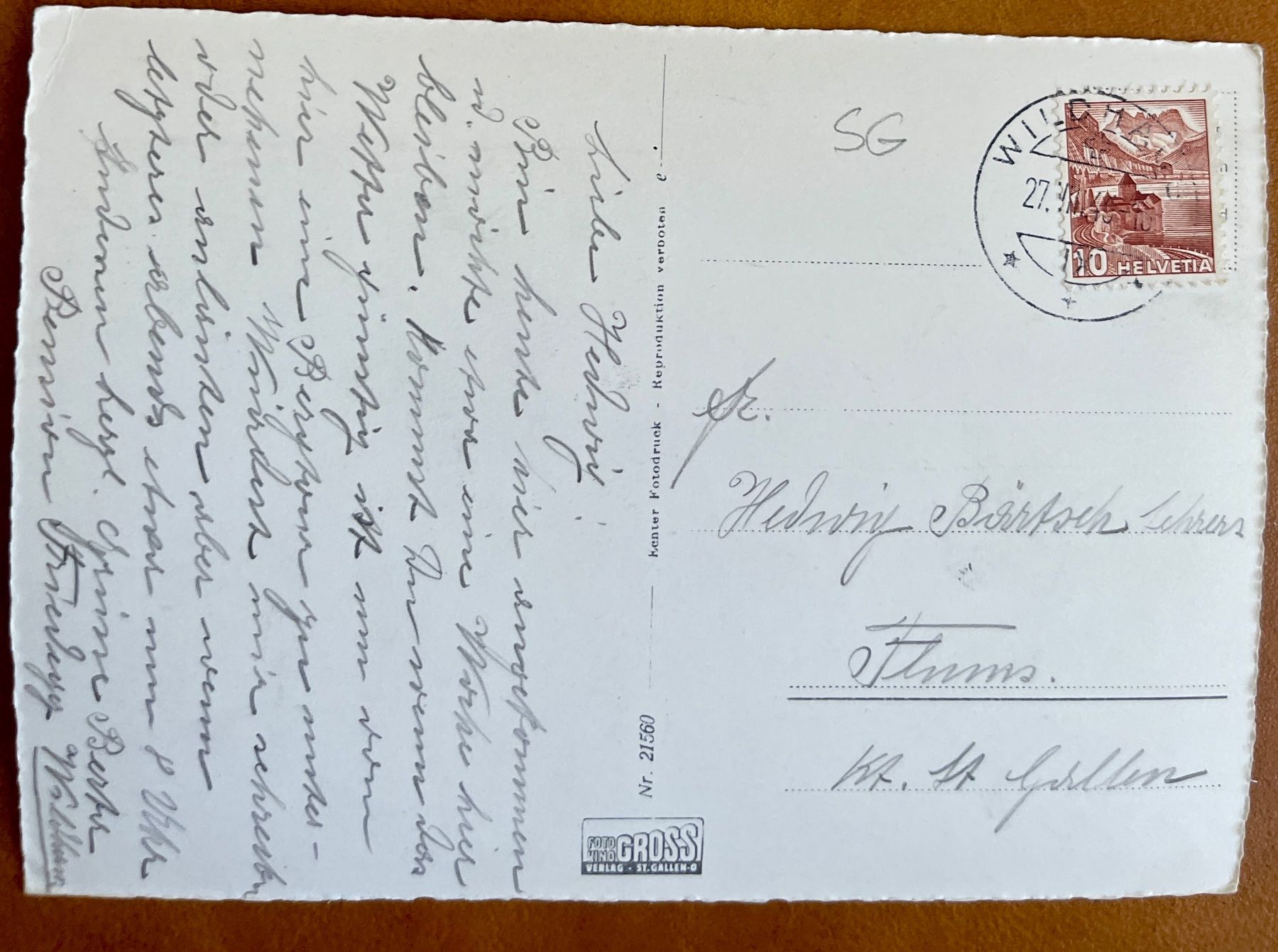 Ansichtskarten: WILDHAUS - Pension "Friedegg" 1946 – Gebraucht aus Lutry von Ediego 1
