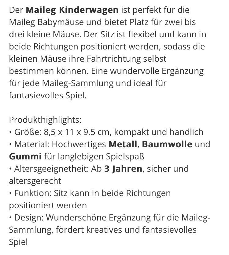 Maileg Giocattoli: Maileg Kinderwagen-Buggy – Nuovo (secondo la descrizione) da Hünenberg venduto da Smile77.. 4
