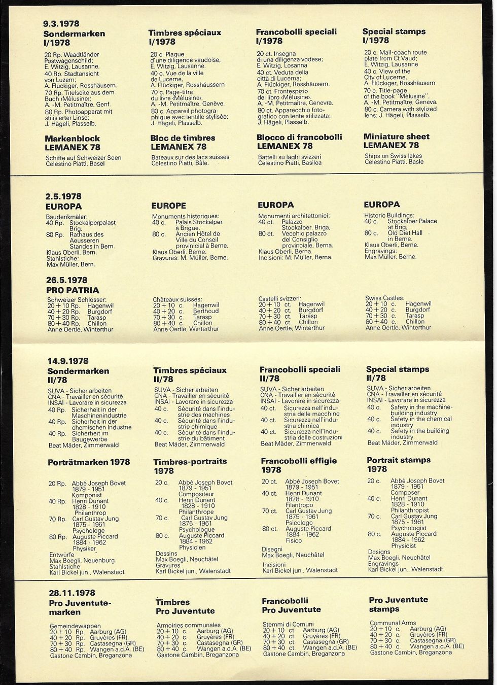 Tutti i francobolli: Jahrbuch 1978 tadellos postfrisch ** – Nuovo e nell'imballaggio originale da Zürich venduto da Alain-Phila 3